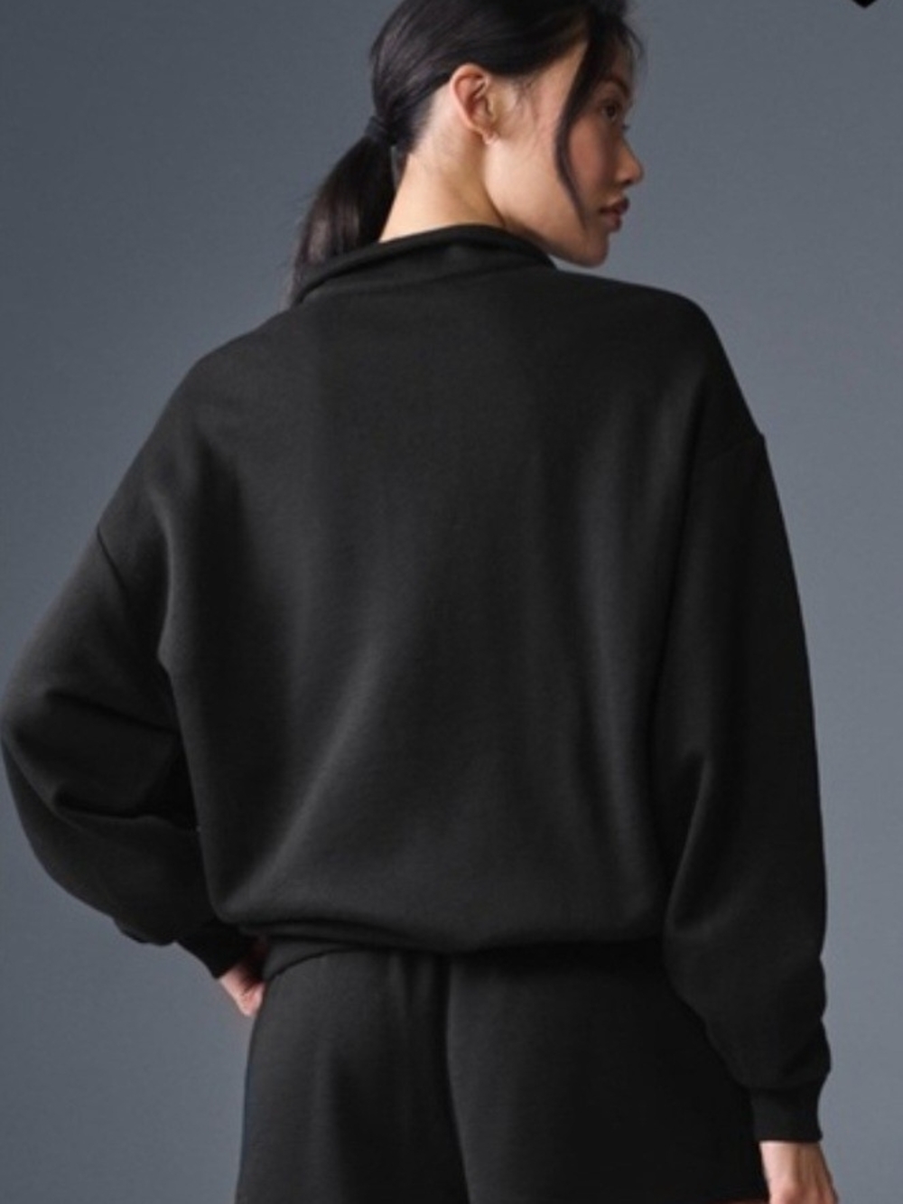 Alo Black Quarter-Zip Pullover Sweatshirt - Picture 4 of 10